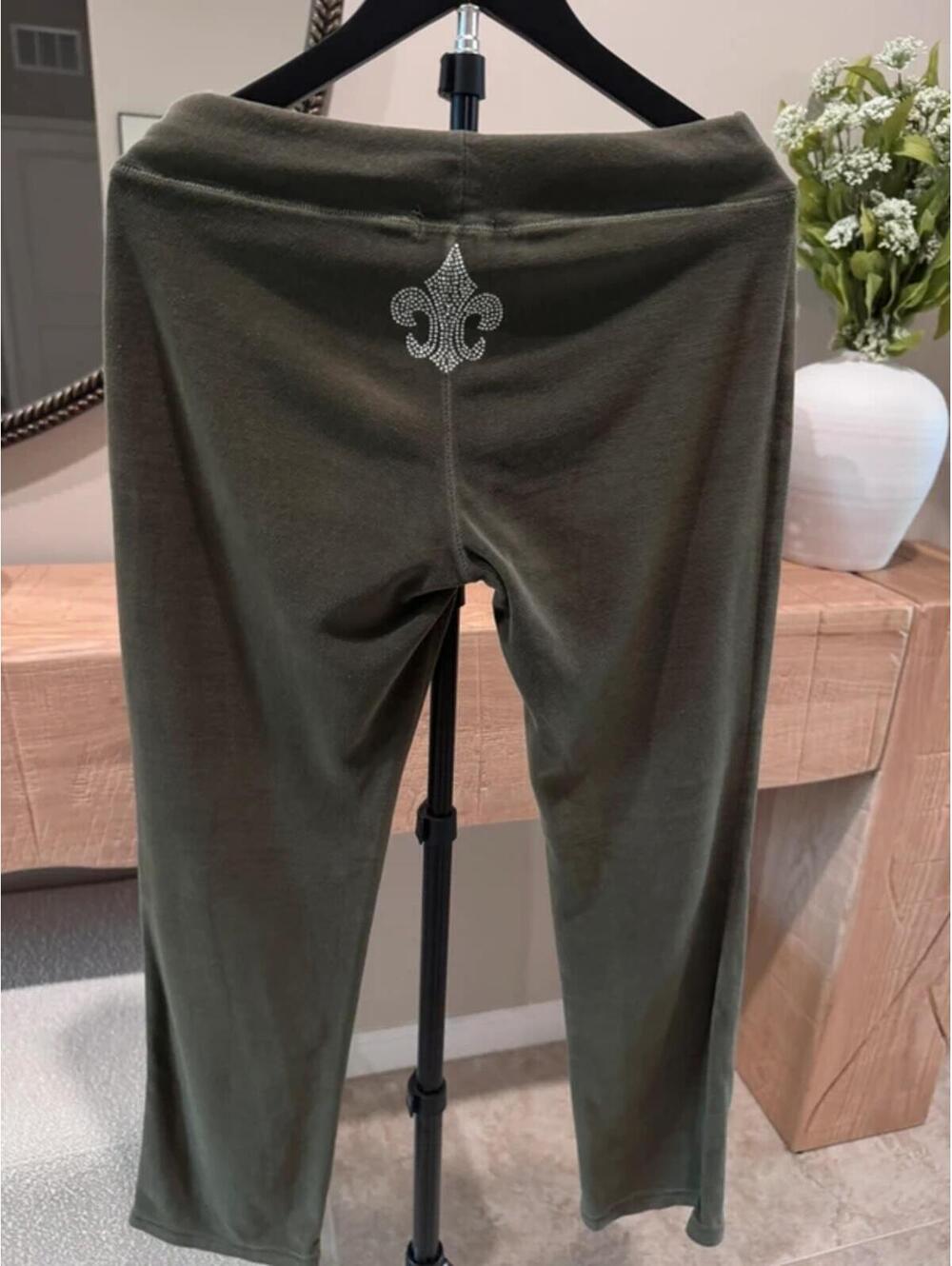 Vintage Y2k Olive Green Small House Of Freedom Straight Leg Sweats